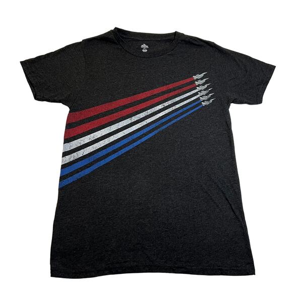 celebrate patriotic Tops - Celebrate Patriotic Women's Short Sleeve Jets USA Stripe T-Shirt Size M